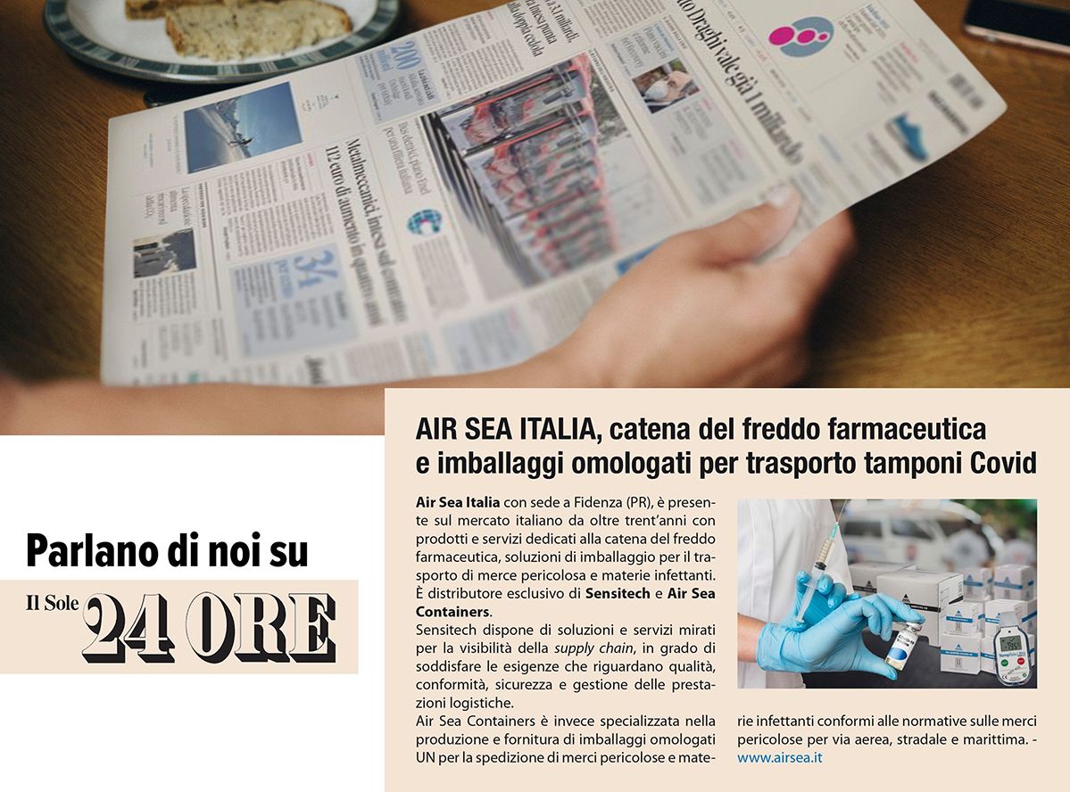 Trasporto tamponi Covid. Parlano di noi su Il Sole 24 Ore